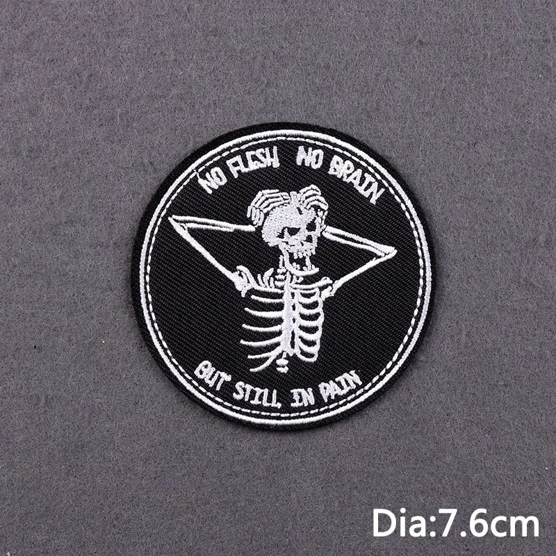 The Death Embroidery Iron On Patches For Clothing DIY Applique Patches On Clothes Skull Badges on backpack Jakcet